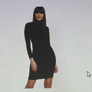 Ruched mock neck dress